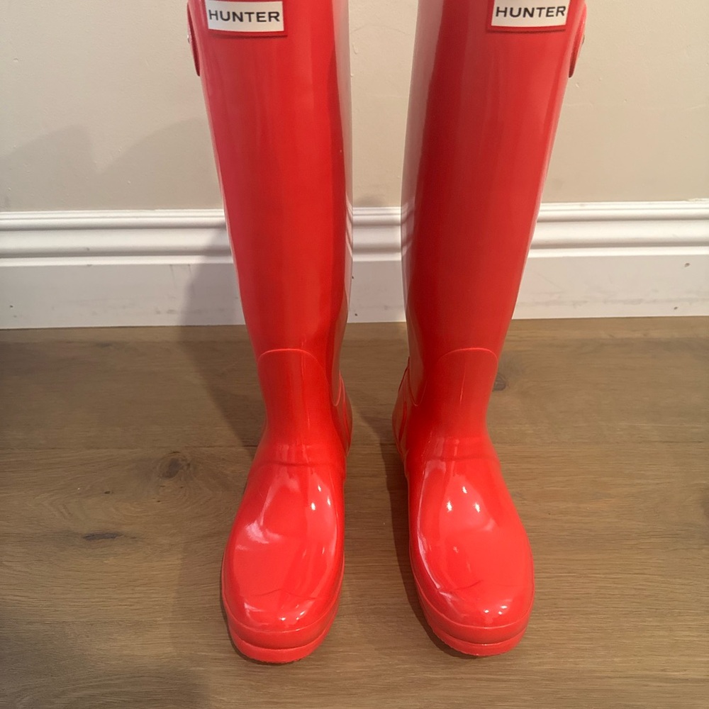 Hunter Tall Bright Red Rain Boots - Picture 2 of 3